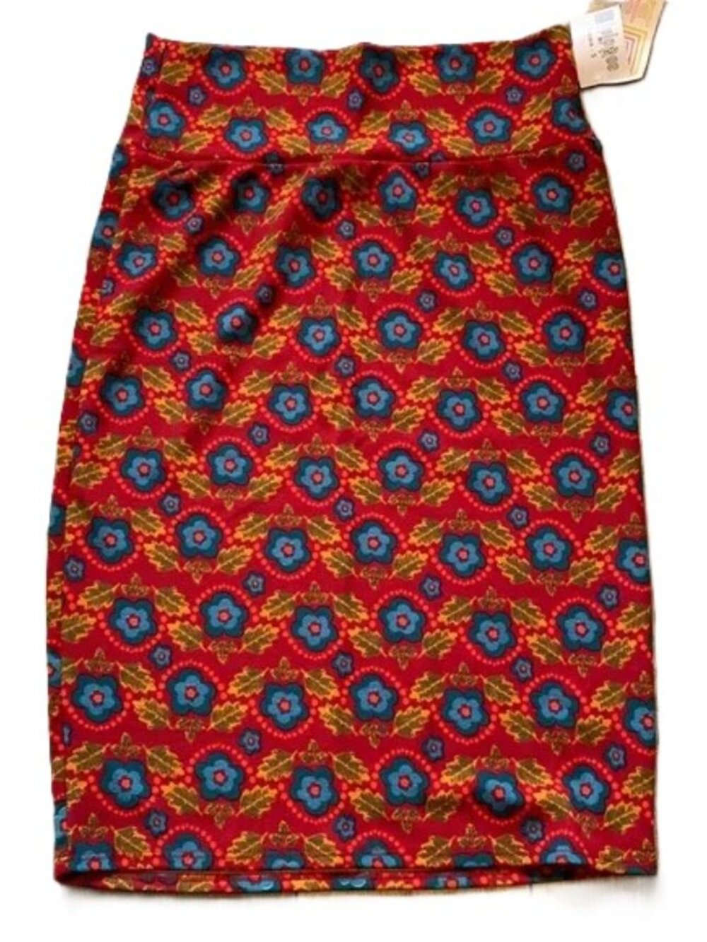 LuLaRoe‎ Cassie Pencil Skirt Size Small Floral Purple Blue Green Yellow Orange